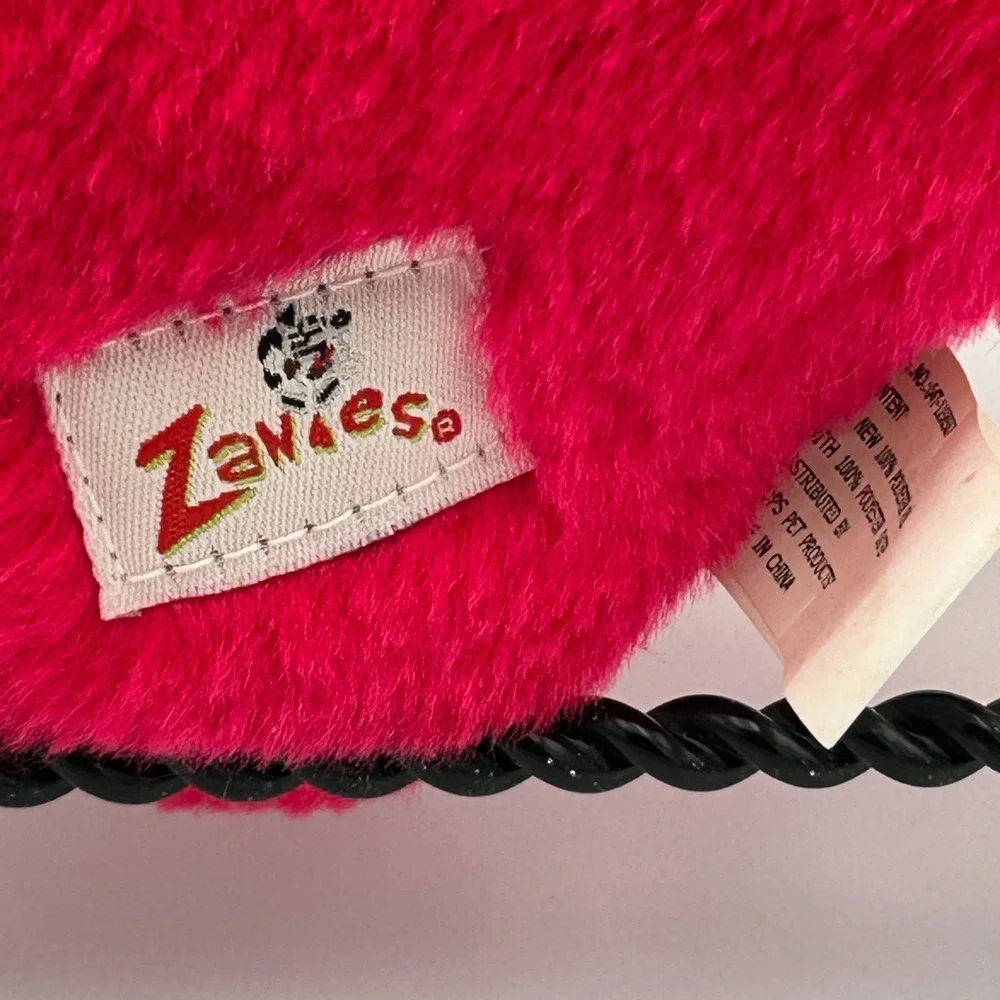 Zanies Valentine's Day Dog Toy Squeaks Puppy Love Heart with Rope Red Chew Plush